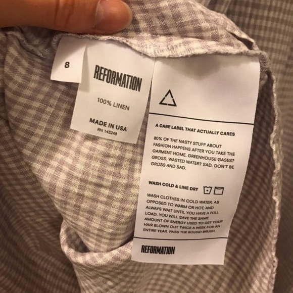 NWT Reformation Thelma Purple Gingham Linen Dress - Picture 4 of 8